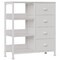 Drawers Dresser for Bedroom, Compact White Dresser with Shelves, Side Table Nightstand for Living Room and Entryway, Foldable Fabric Storage Drawer Organizer Unit, Metal Frame, Wood Top